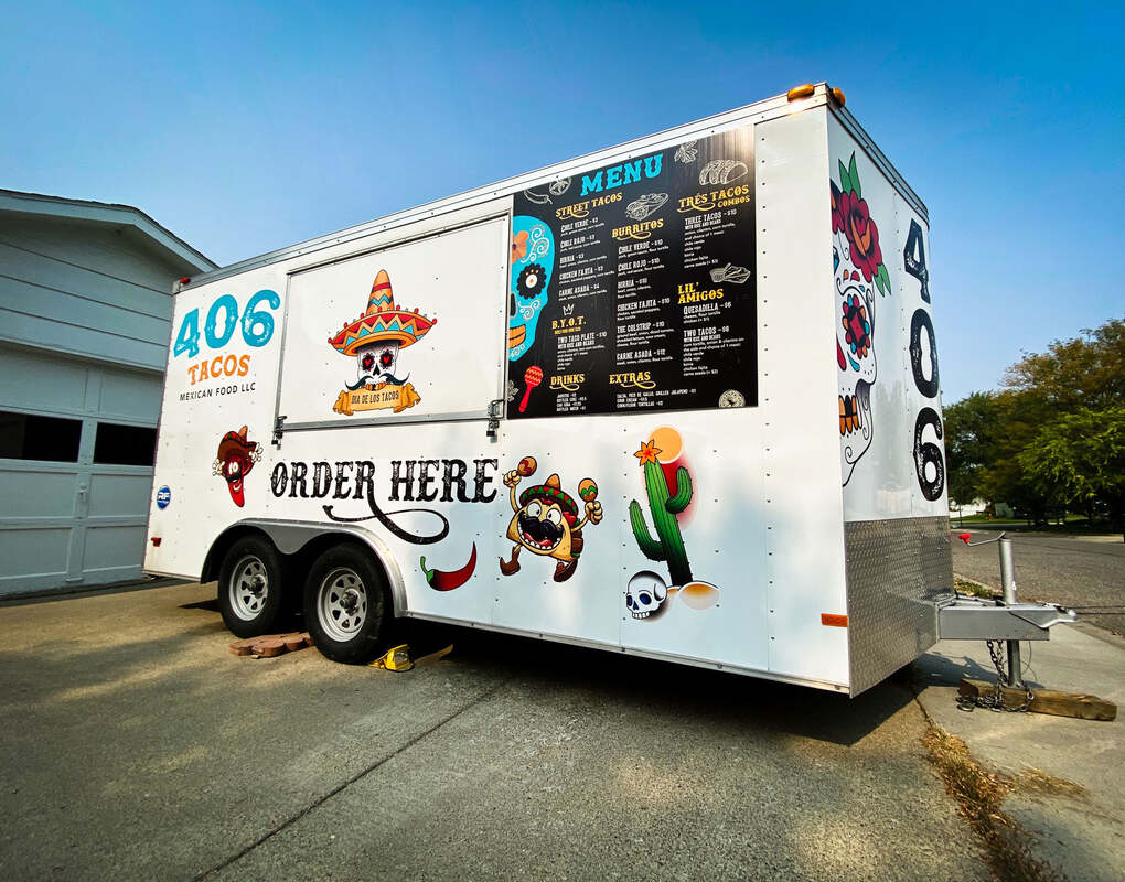 FM Creations Partial Vehicle Wrap - 406 Tacos Food Truck in Southeastern Montana